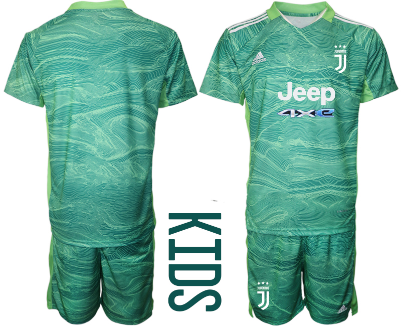 Cheap Youth 2021-2022 Club Juventus green goalkeeper blank Soccer Jersey